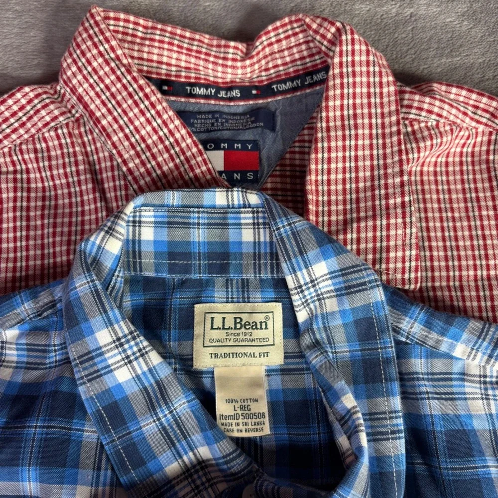 Mens Plaid Shirt lot Bundle Peter Millar North Face LL Bean 5pc button down